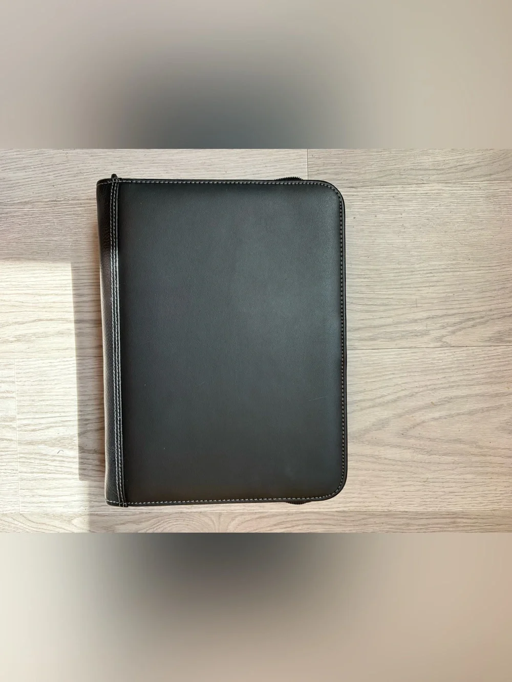 VTG Franklin Covey Black Faux Leather Zip Around 7 Ring Planner Binder w/ Calc